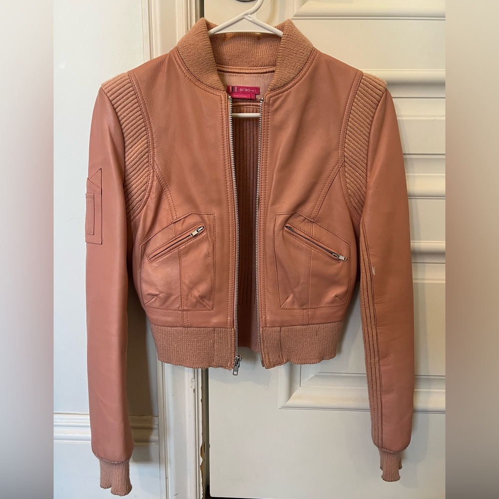 BCBGirls Blush Leather Moto Style Jacket- Size 4